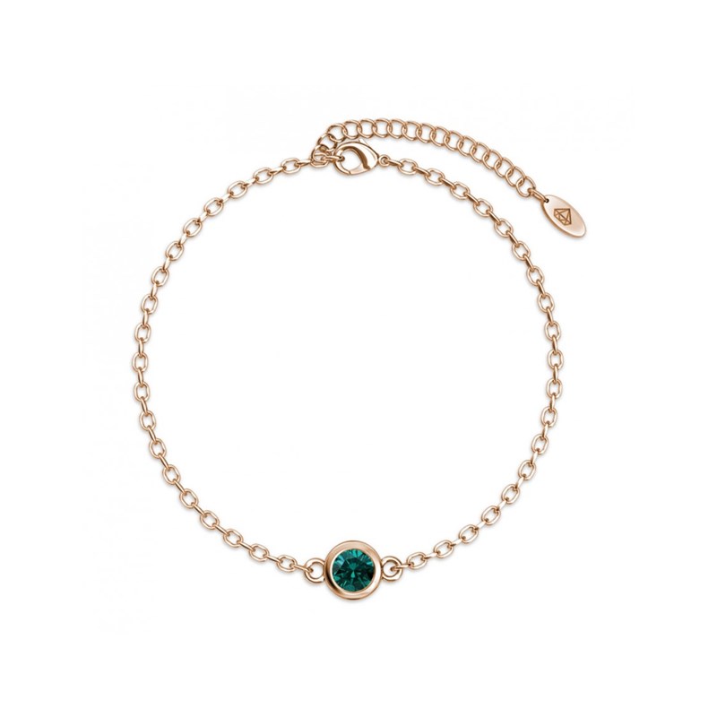 Bracelet Birth Stone  - Or Rosé et Vert foncé