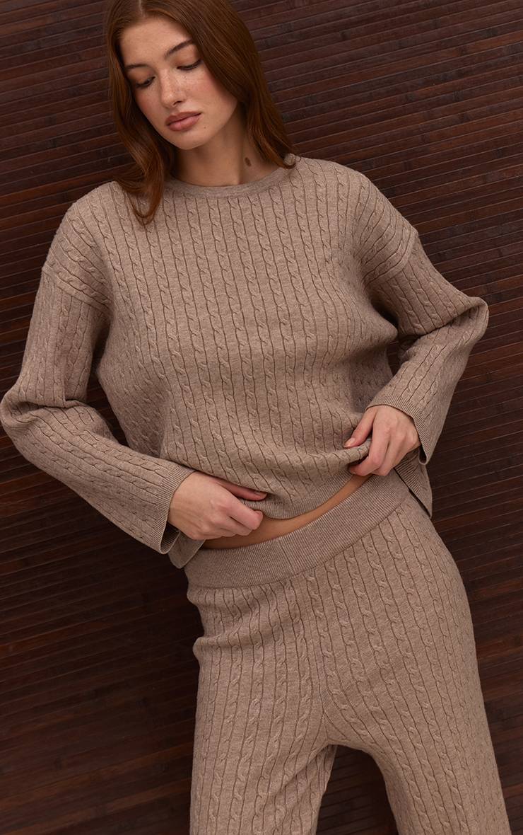 Gris Pierre Synthétiquell Oversize En Maille Torsadée Baby Cable Chocolat