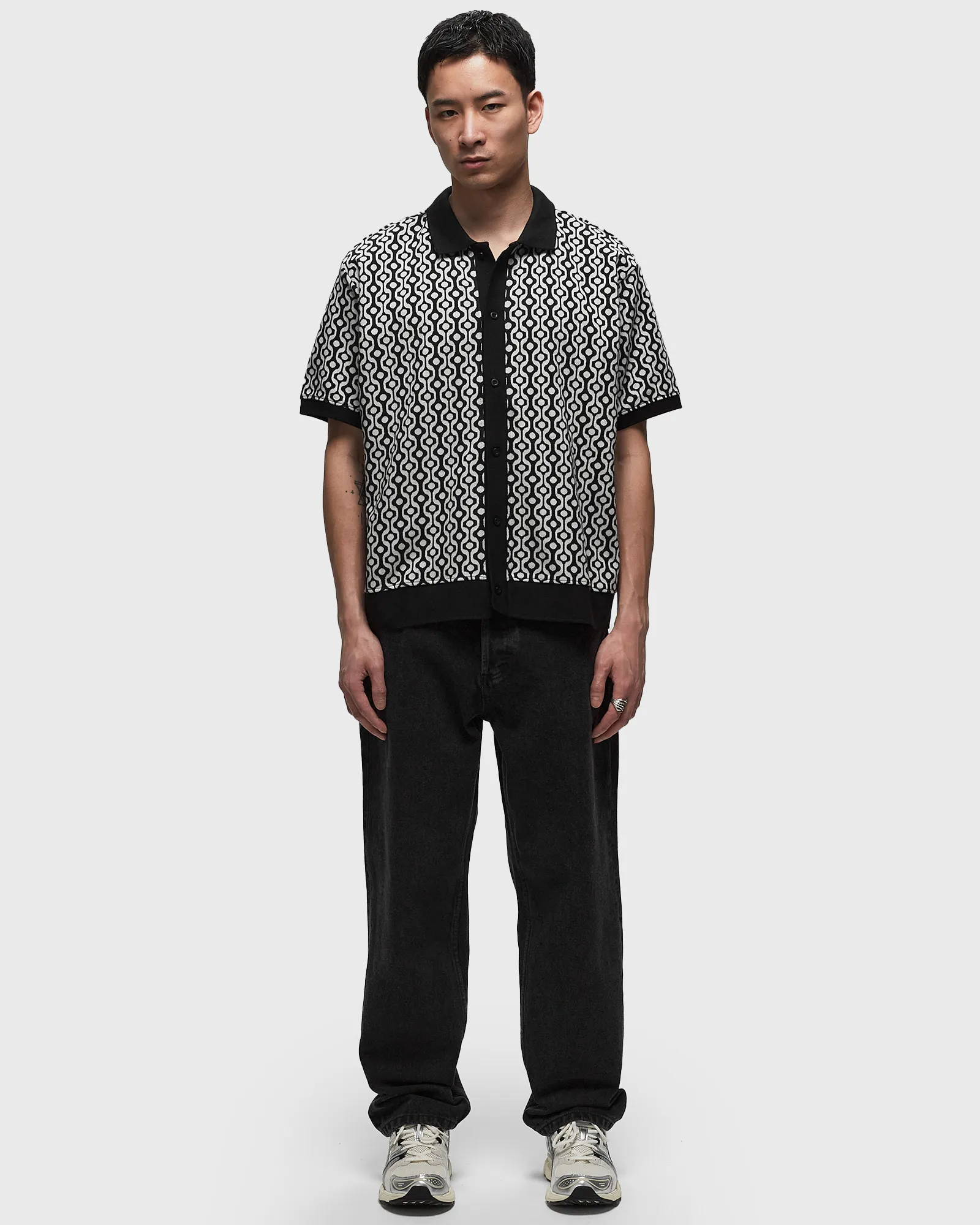 Obey Testament button front polo ss