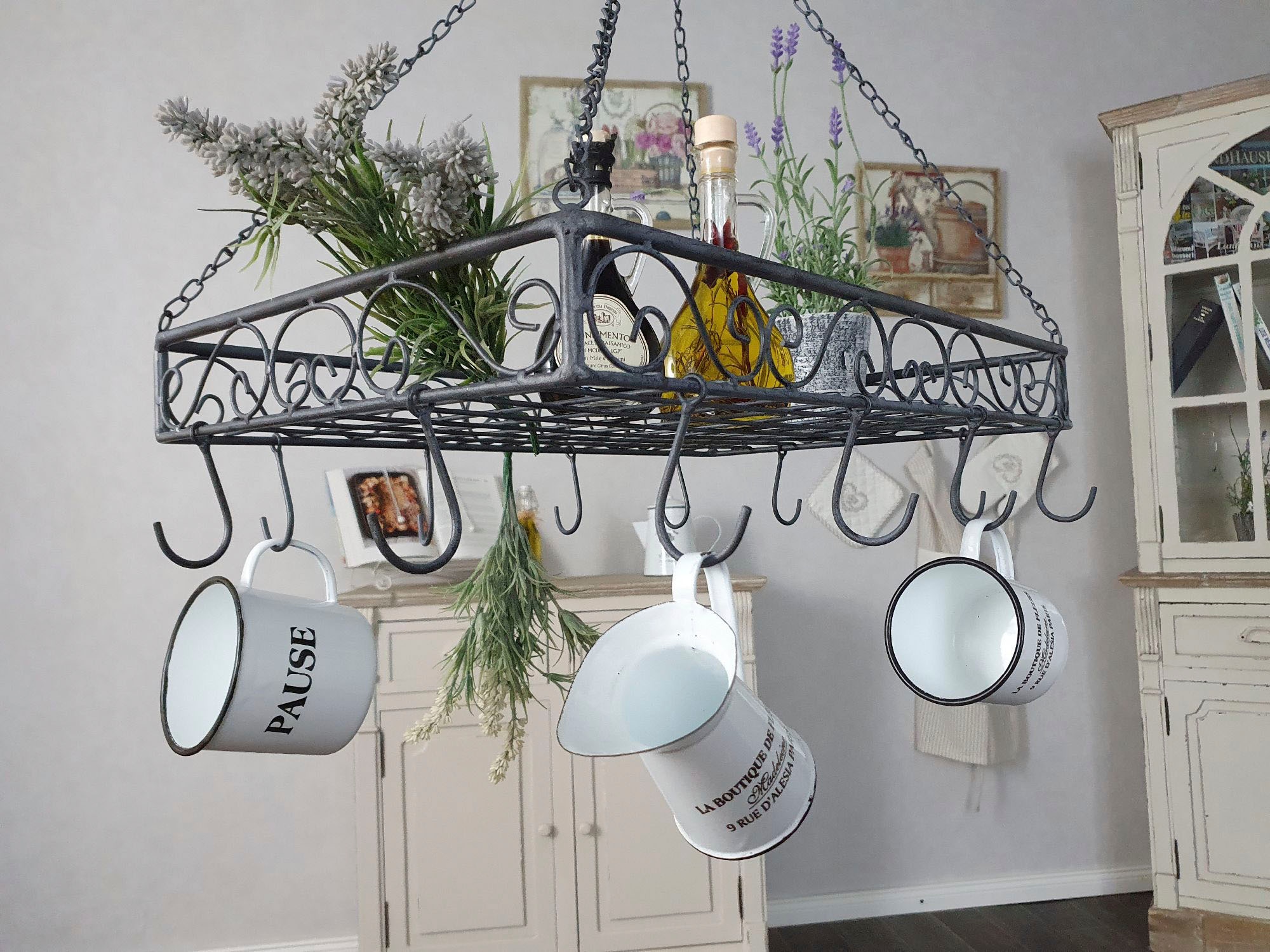 Ambiente Haus Hängekorb »Topfhänger aus Eisen in Grau - 60 cm«