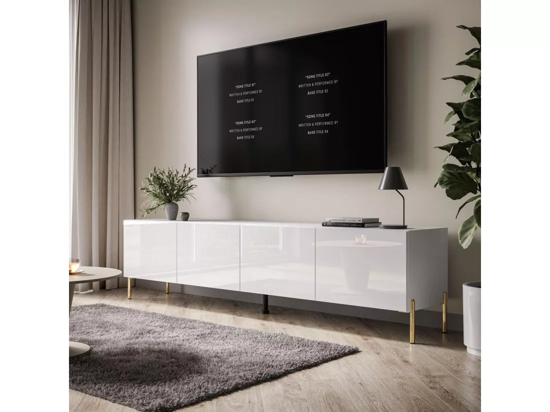 Meuble TV COLGANTE 200, Pieds en métal doré