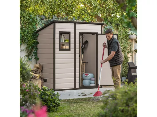 Abri pour outils de jardin en résine PVC 183.5x111x200.5cm 6x4 PVCMini