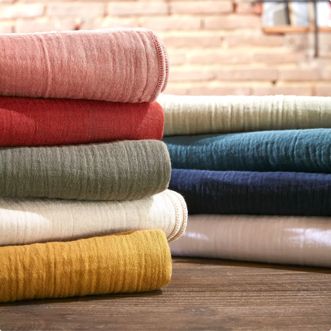 Tablier avec poches gaze de coton Gaïa Bleu nuit