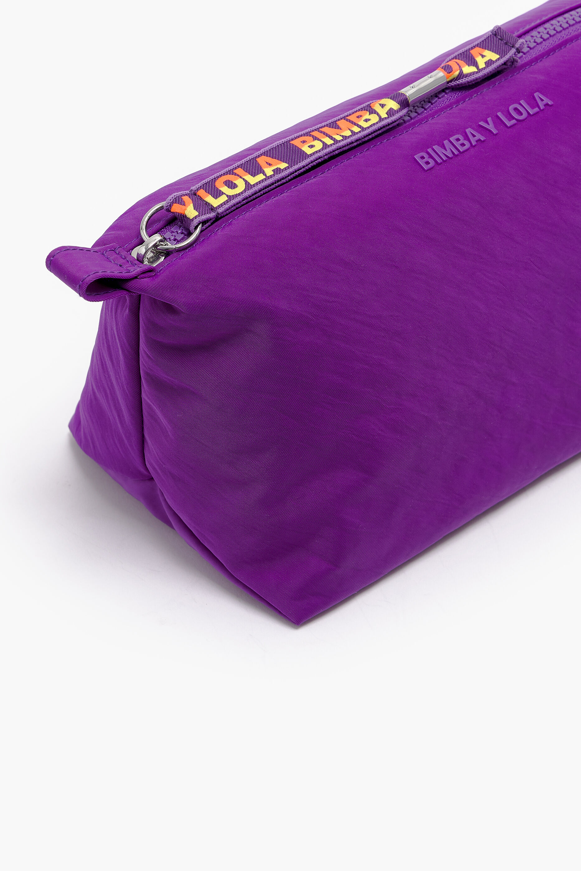 Nécessaire trapezoidal, tamanho G, náilon, violeta