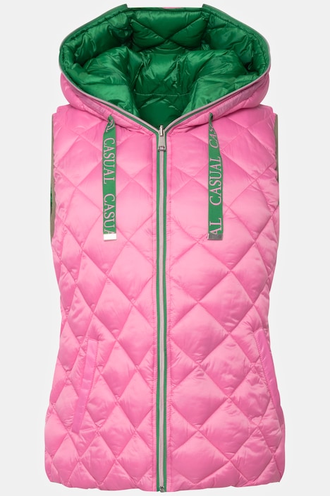 Wende-Steppweste, wasserabweisend, Kapuze, Zipper