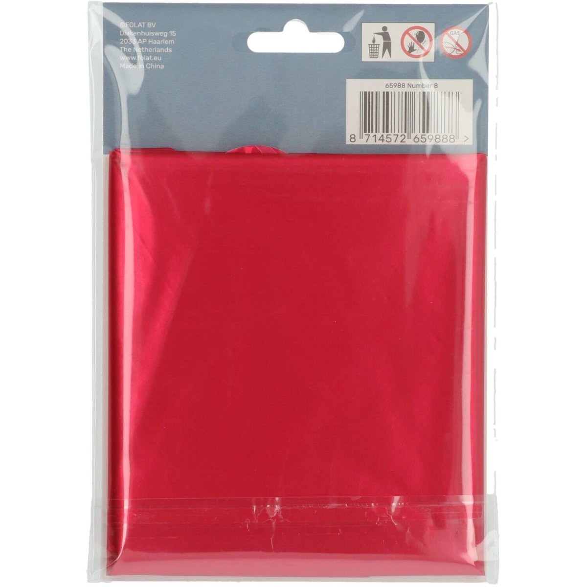 Folie Ballon Cijfer 8 Mat Rood XL 86cm leeg