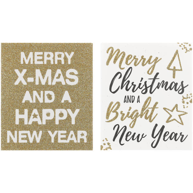 Kerstkaarten basic glitter 8 stuks