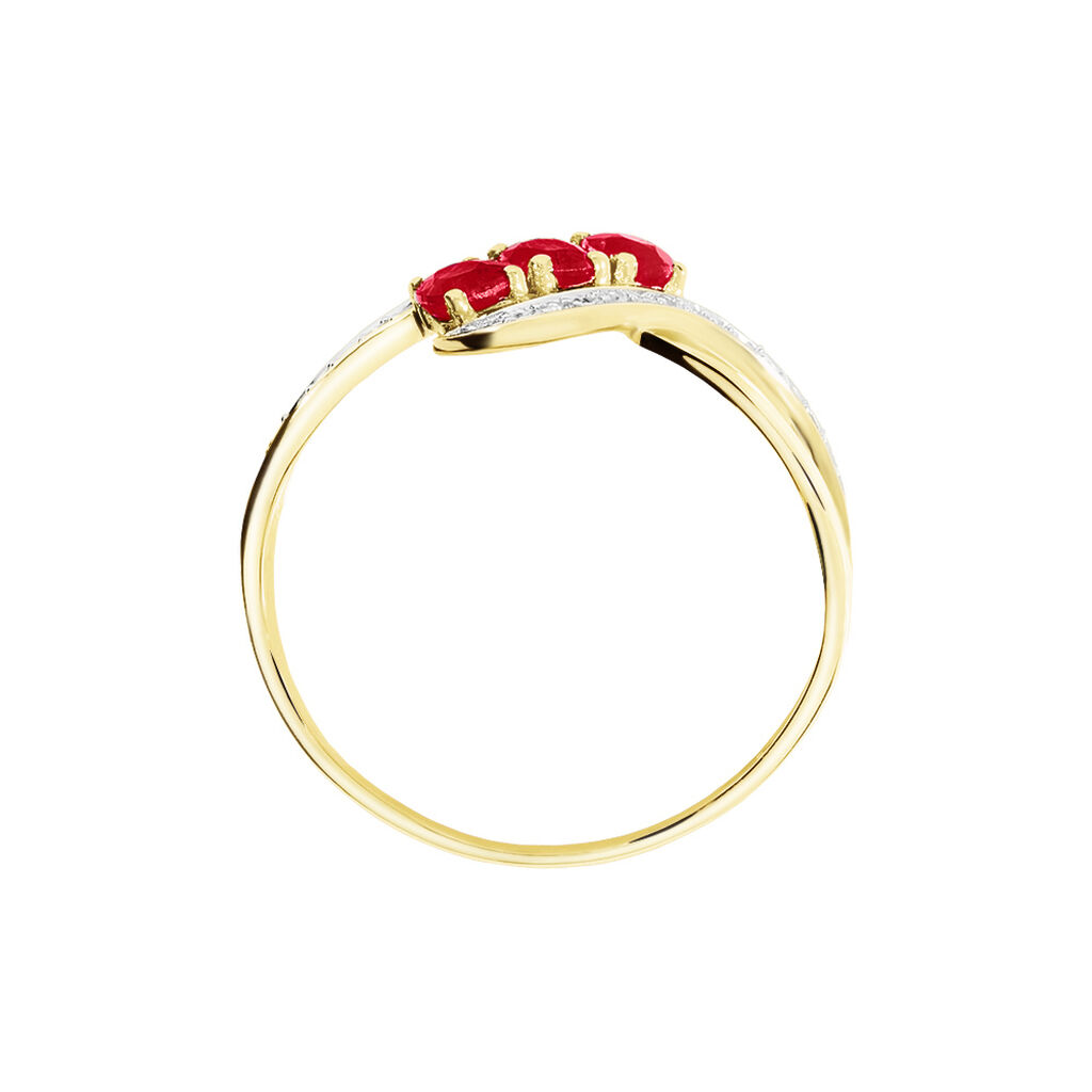Bague Simma Or Jaune Diamant Et Rubis