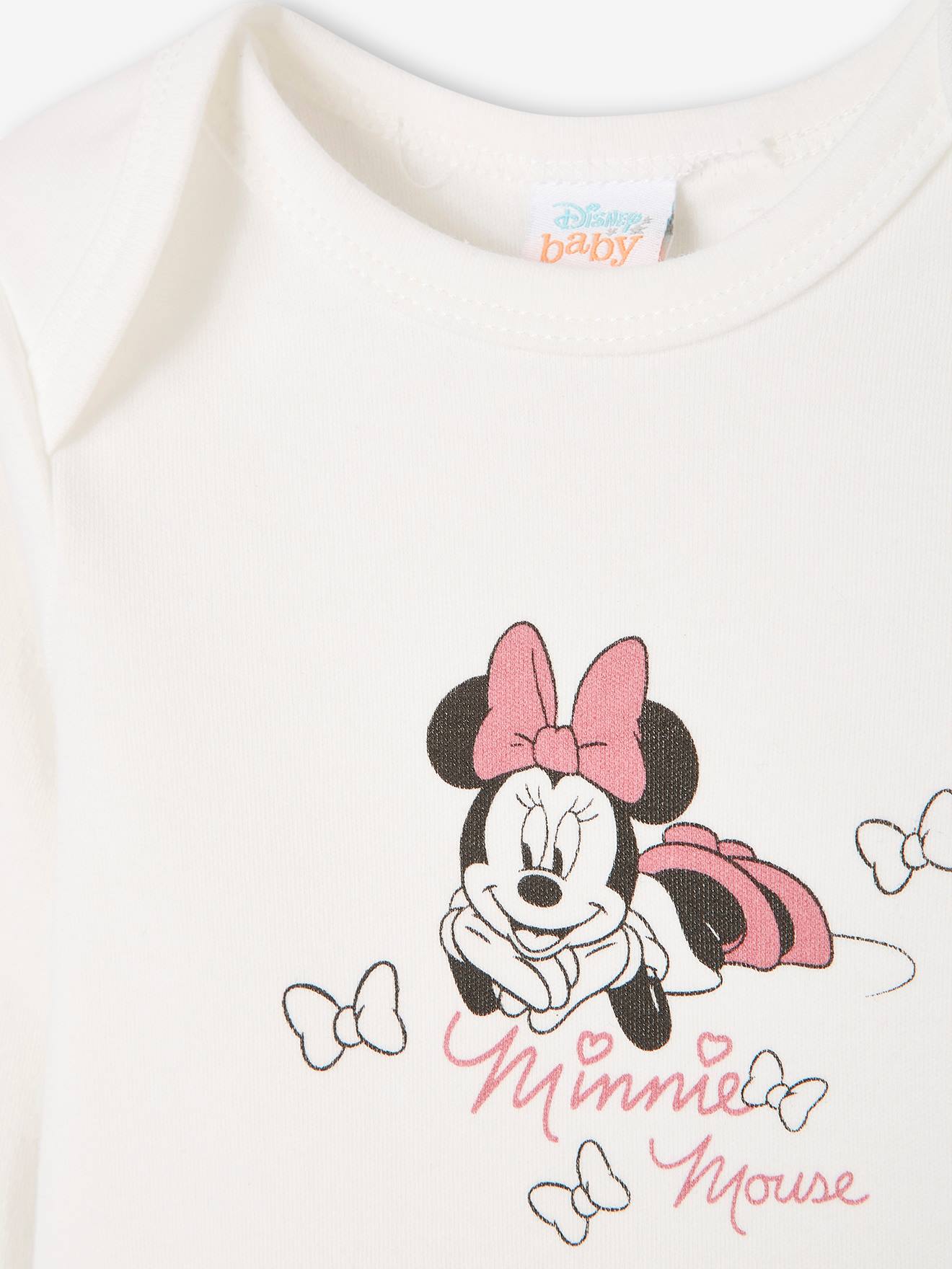 Pacote com 2 bodies DS® Minnie para bebê, violeta médio, lisos com estampas.