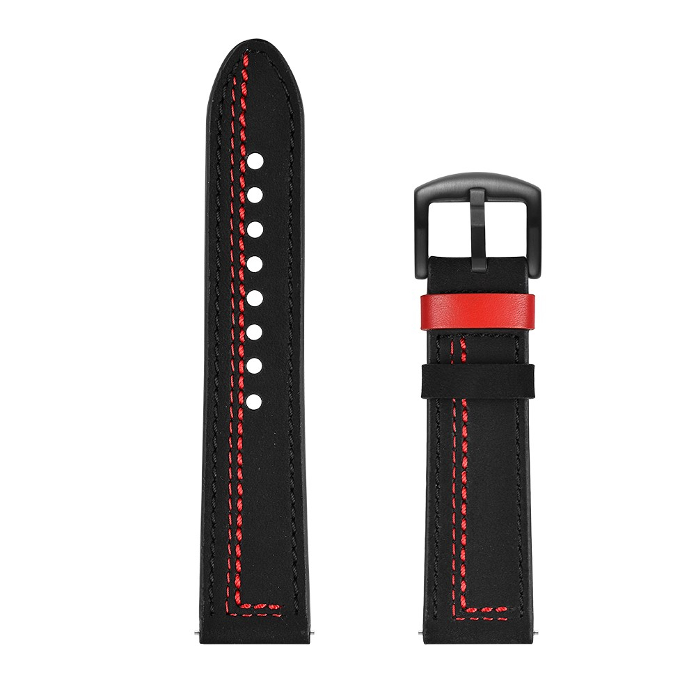 Samsung Galaxy Watch 46mm / Gear S3 Classic / S3 Frontier Ersatz Echtleder Stripes Armband (Gelenkumfang: 175-220mm) - Schwarz / Rot