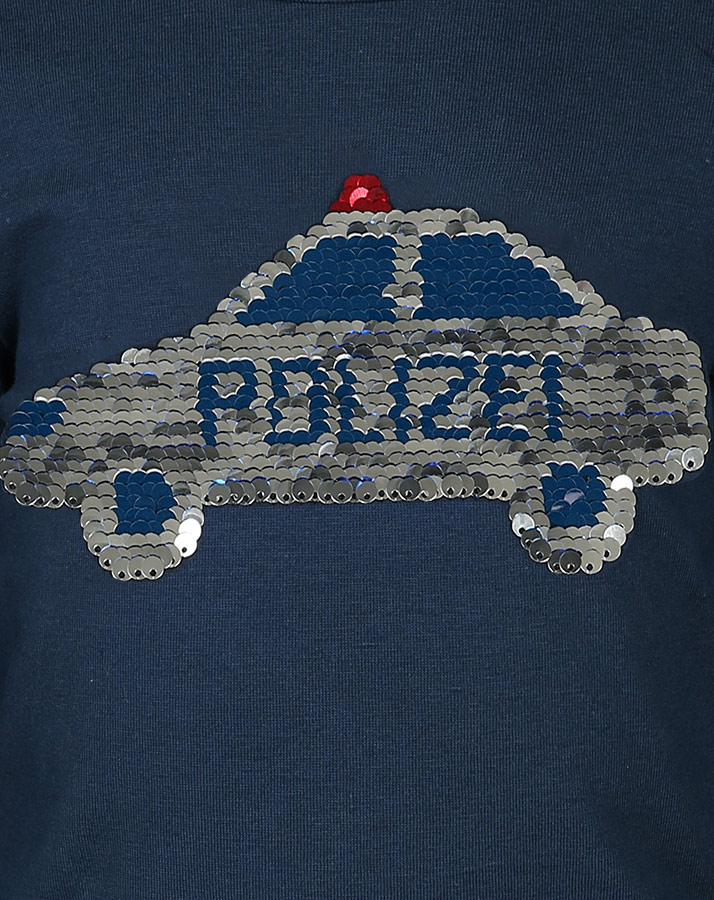Langarmshirt POLIZEI TATÜ-TATA mit Wendepailletten in dunkelblau