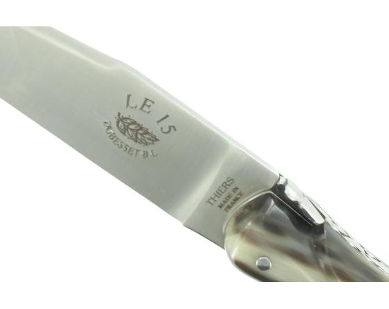 Laguiole 15 cm - Forgé (forme flêche) - Plein Manche en Corne - GUILLOCHAGE Couteau de Poche Dubesset