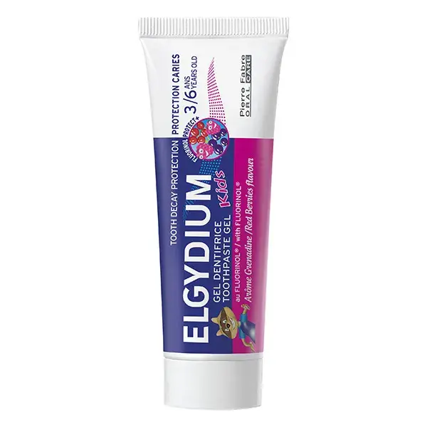 Elgydium dentifrice kids 3/6 ans grenadine lot de 2 x 50ml