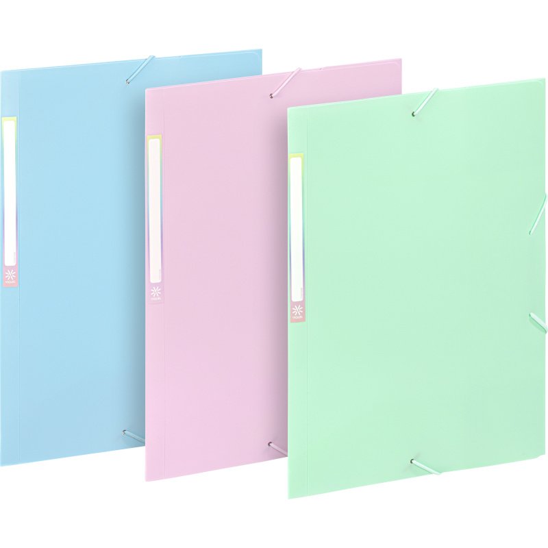 Chemises à élastiques 3 rabats A4 - RAINBOW PASTEL VIQUEL - Coloris assortis - Lot de 3