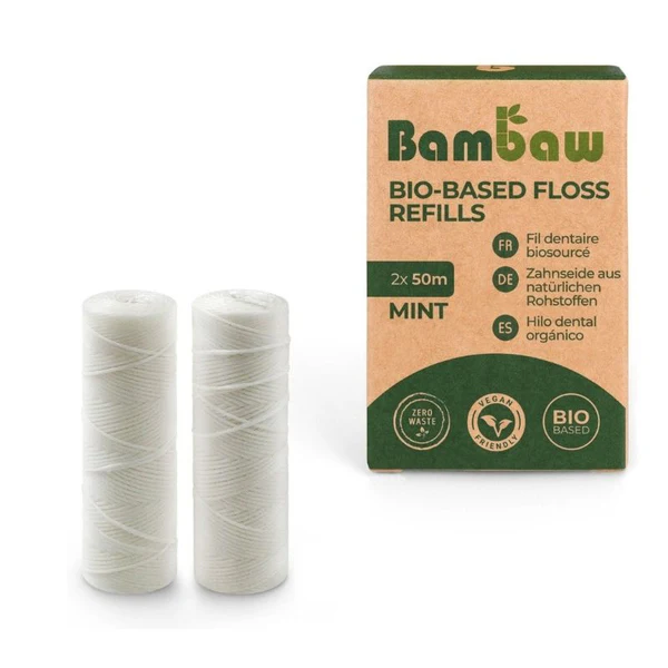 Bambaw Recharges Fil Dentaire en PLA (Plastique végétal) 2x50m 2 recharges