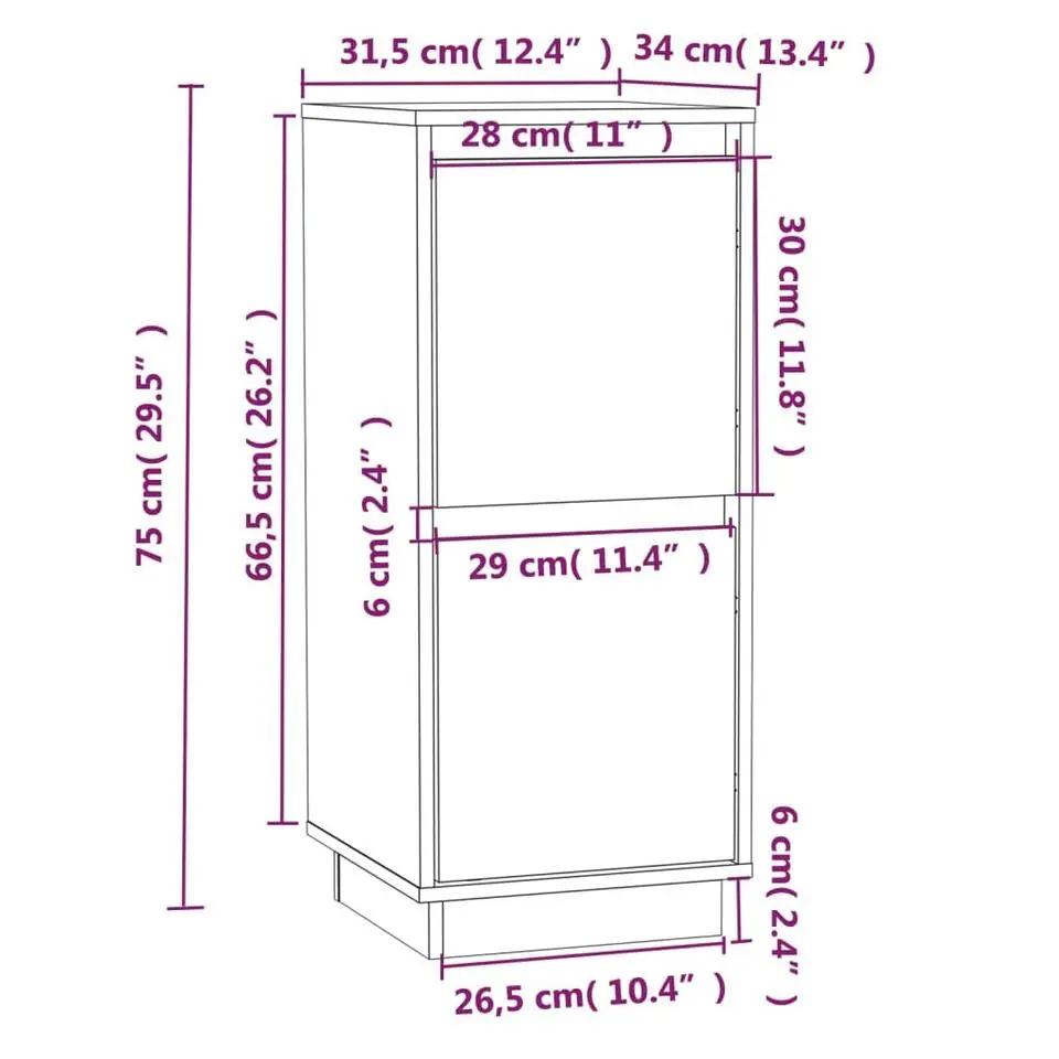 vidaXL - Dressoir - Grijs - Grenenhout - 2 stuks