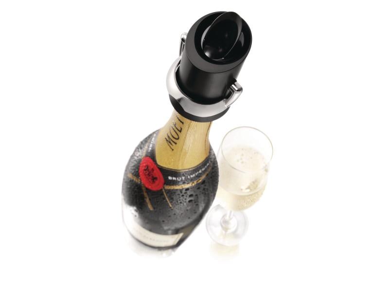 Vacuvin Sekt- und Champagnerverschluss Saver Schwarz Verschluss für fast alle Champagner- und Sektflaschen