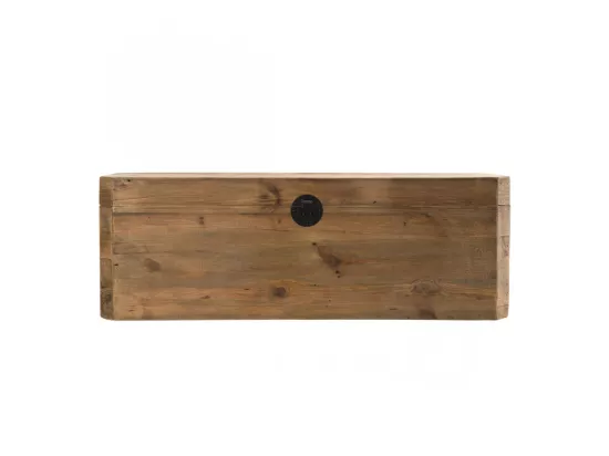 ANDRIAN - Coffre rangement marron bois Pin recyclé poignées métal noir