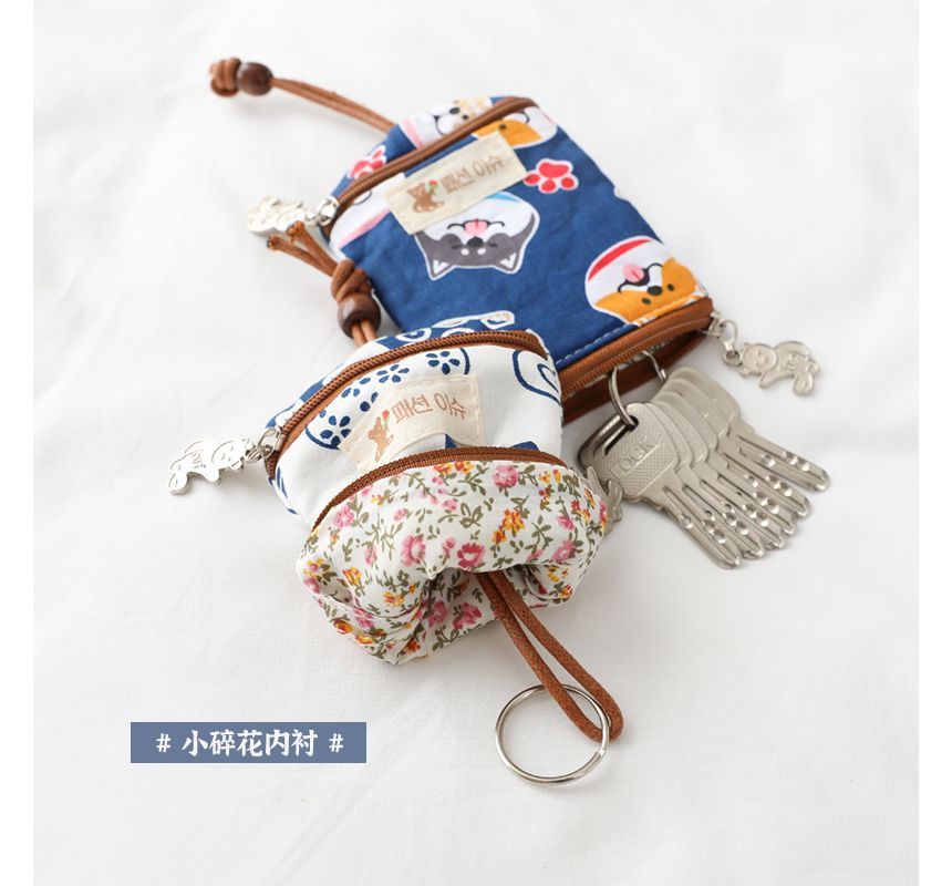 Worthbuy - Cartoon Print Kaarthouder Stoffen Sleutelhanger Etui