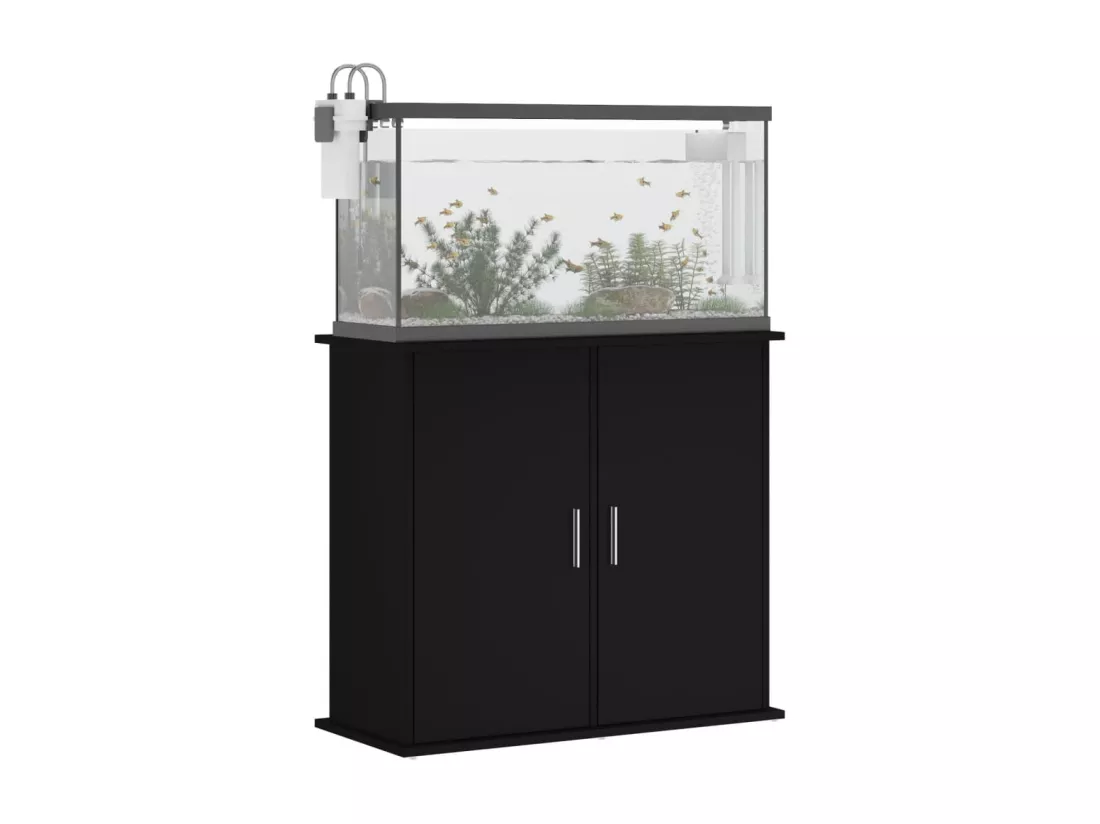 Support pour aquarium noir 81x36x73 cm bois d'ingénierie