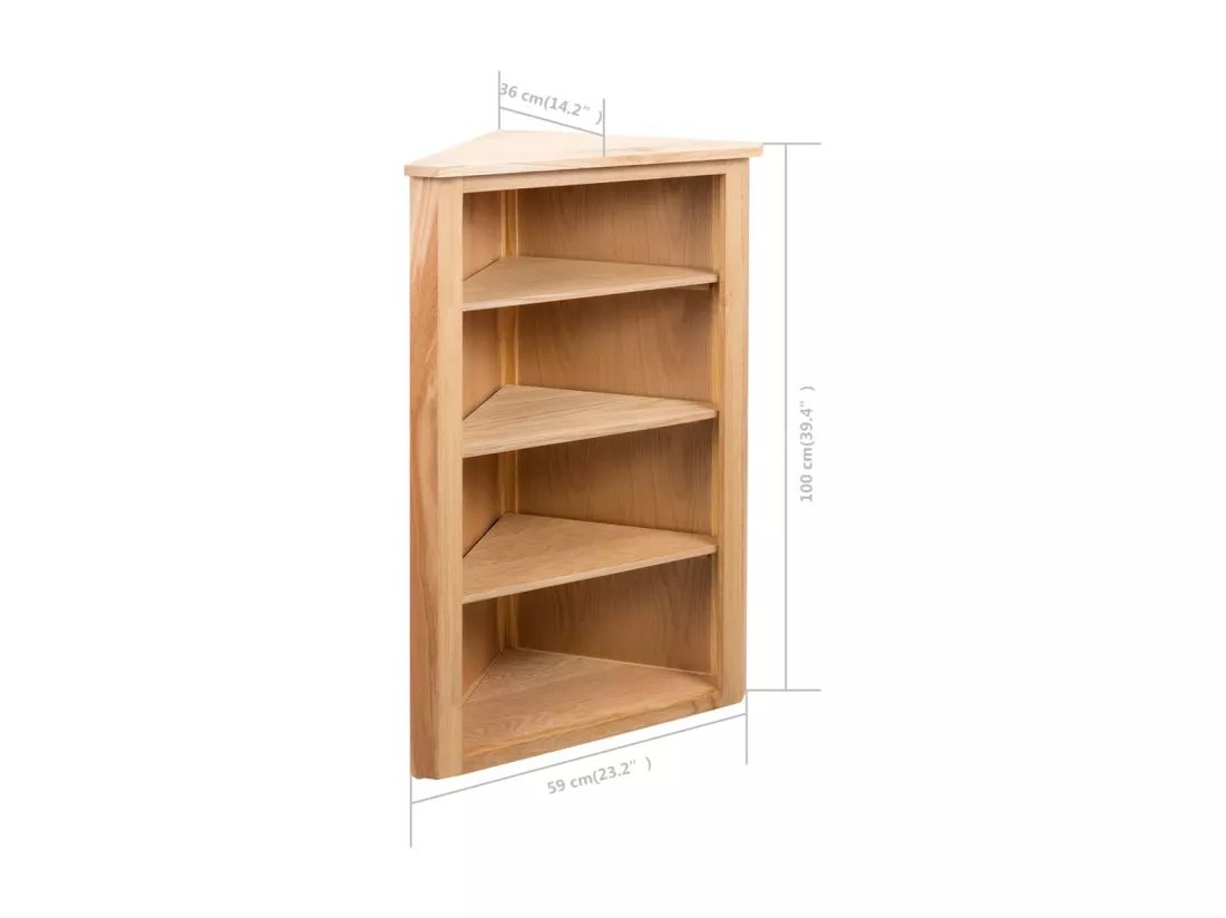 Étagère d'angle 59x36x100 cm Bois de chêne massif