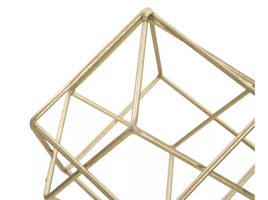 Sculpture géométrique en métal doré avec base en marbre, design raffiné, 16x18x41,5 cm
