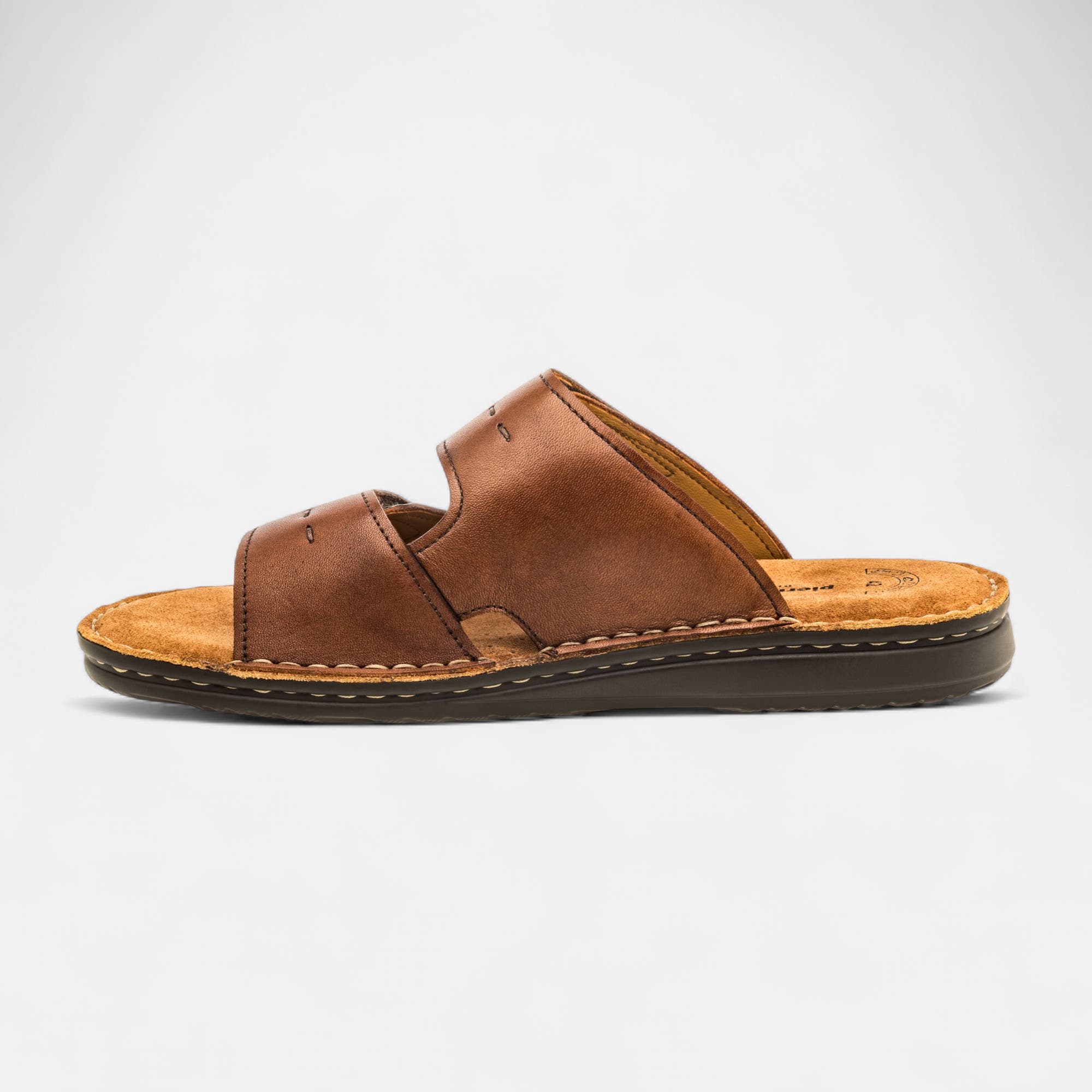 Mules Homme en cuir cognac