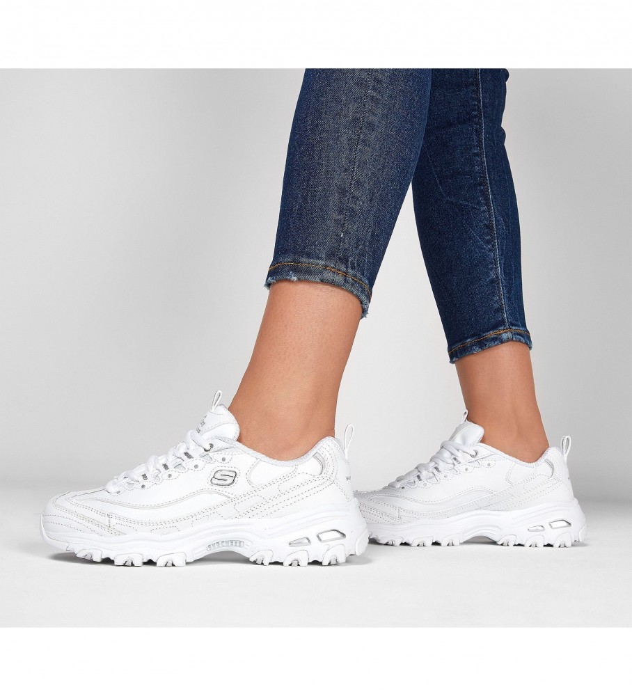Tênis de couro Skechers D'Lites Fresh Start, branco