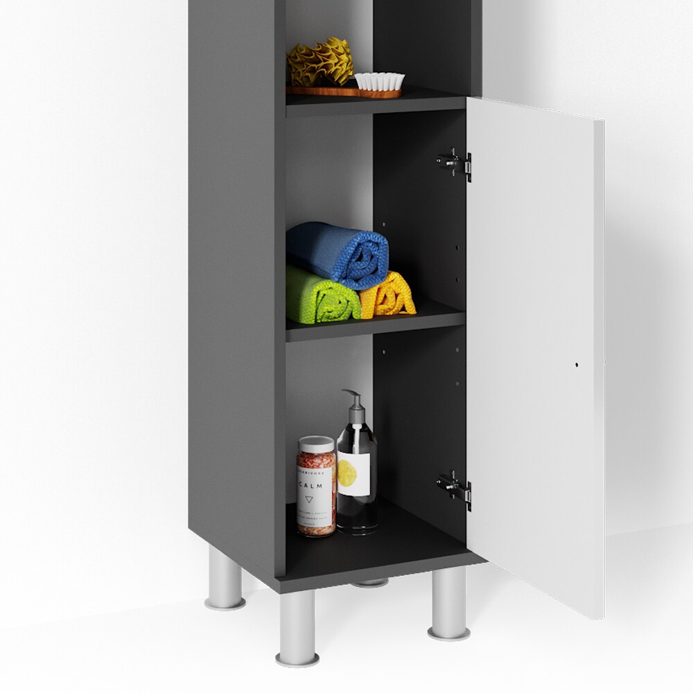 VICCO Badmöbel Set FYNN 3 Teile Anthrazit Weiß - Badezimmer Spiegel Badunterschrank Hochschrank