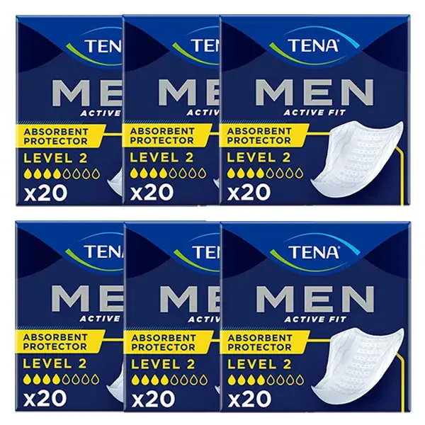 TENA Men Active Fit Protection Absorbante Niveau 2 Taille unique Lot de 6 x 20 unités