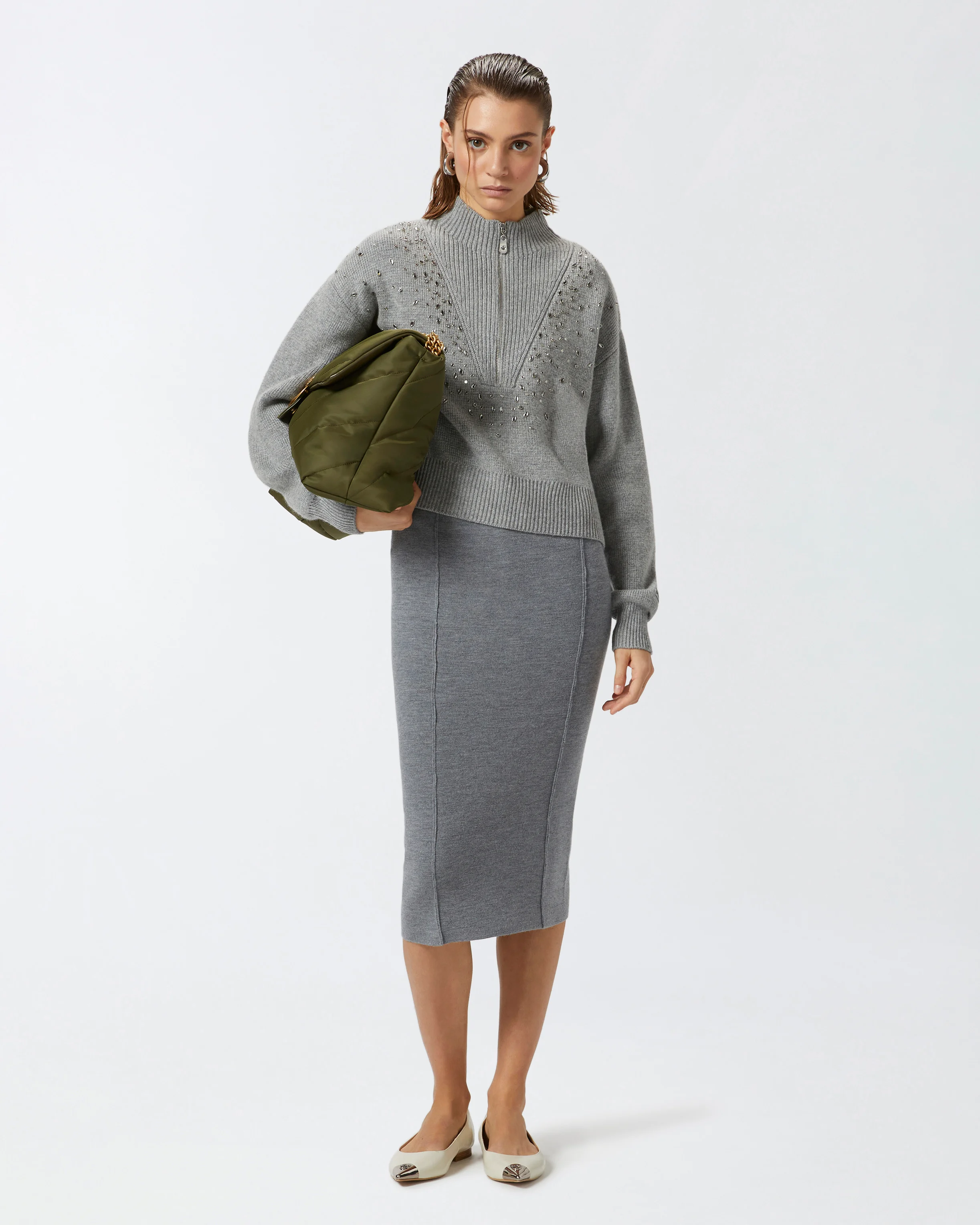 Jupe crayon de | Gris