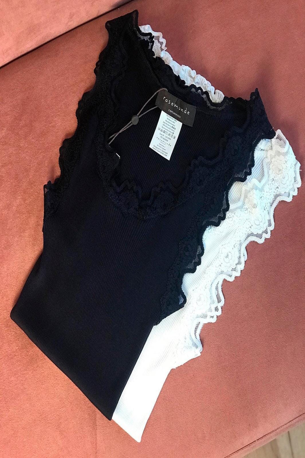 Rosemunde Silk Top Regular w/ Vintage Lace new white
