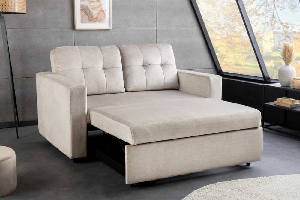 Ausziehbares Schlafsofa SMART 140cm champagner beige Vogue Velours Samt Nosagfederung
