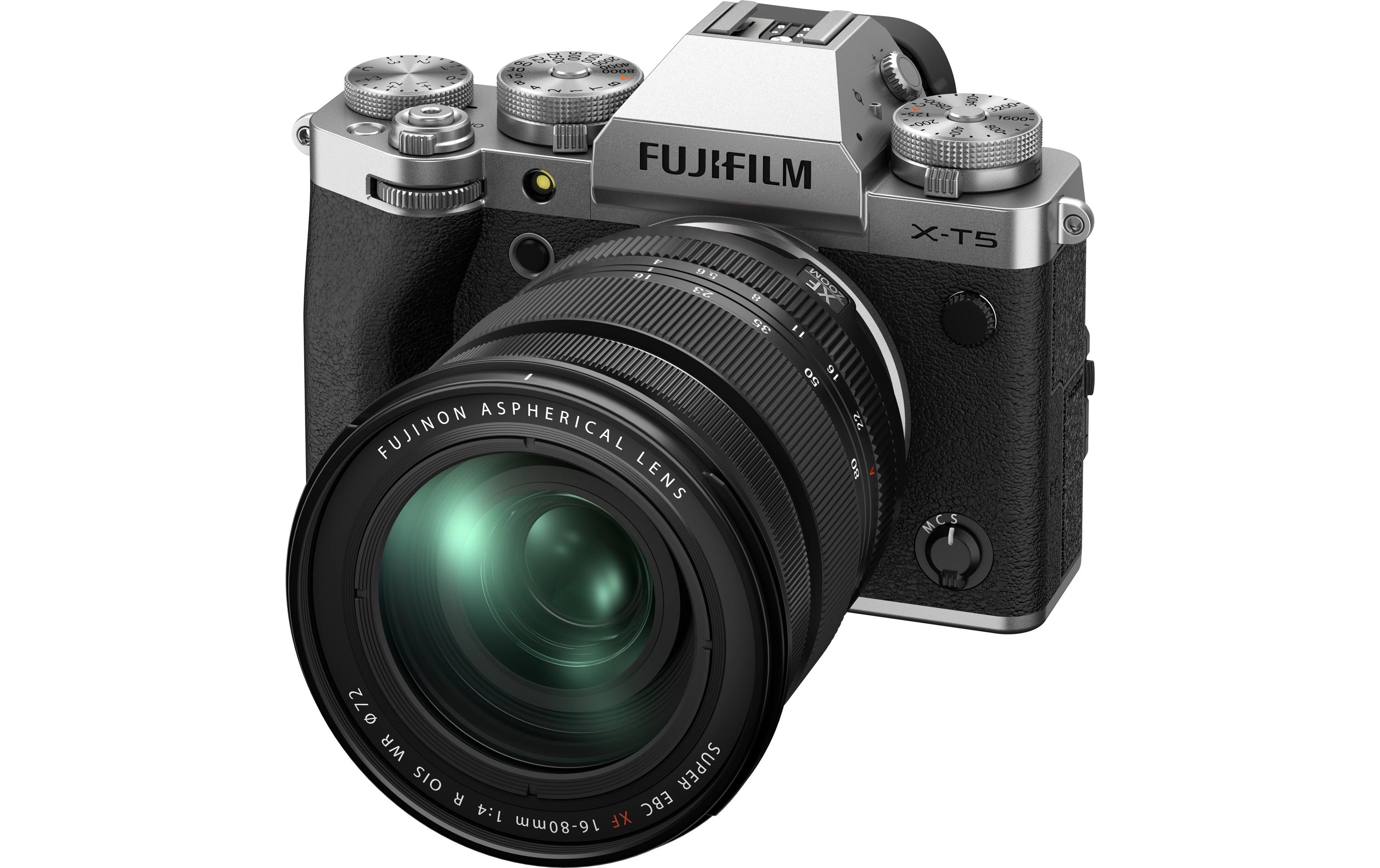 Fotokamera X-T5 Kit XF 16-80 mm Silber<br>Spiegellose Systemkamera mit 40.2 Megapixel-Sensor und integriertem Fünf-Achsen-Bildstabilisator