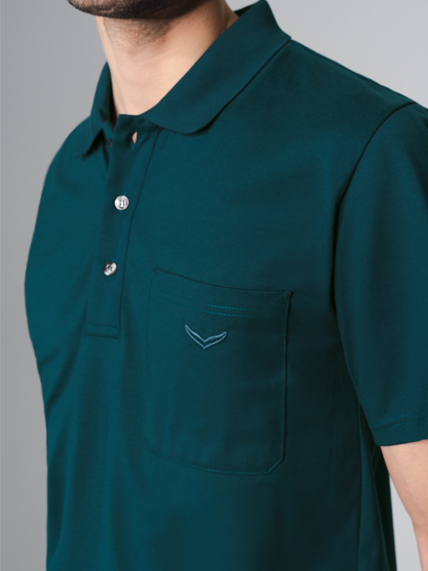Poloshirt aus Single-Jersey Saphir