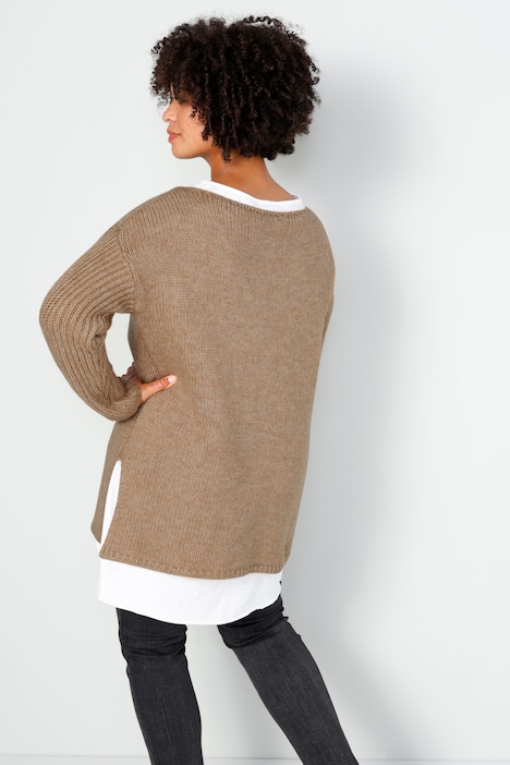 Pullover, oversized, Zopfmuster, U-Boot-Ausschnitt, Langarm