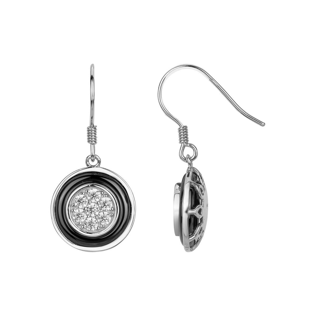 Boucles d'oreilles pendantes en Argent avec oxyde de zirconium blanc