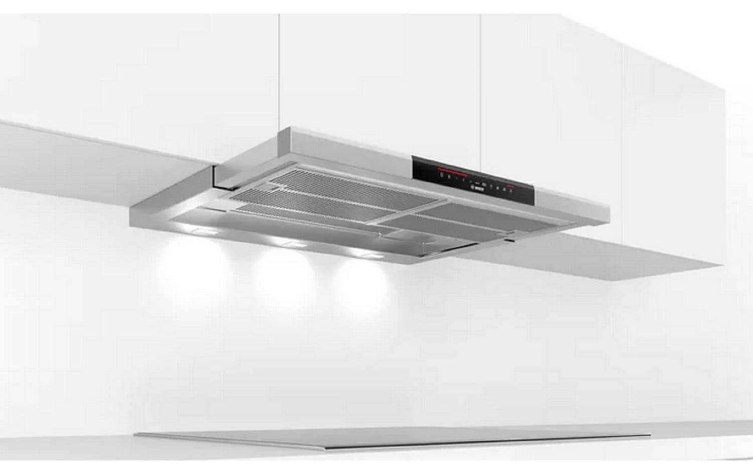 Flachschirmhaube DFS097K51 5 Stufen<br>Teleskop-Dunstabzugshaube für den Einbau in einen 60 cm breiten Oberschrank