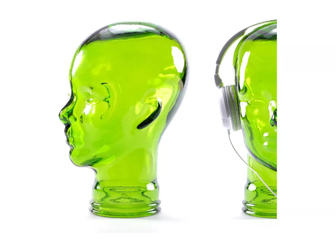 SUPPORT DE CASQUE MICK Verre vert transparent