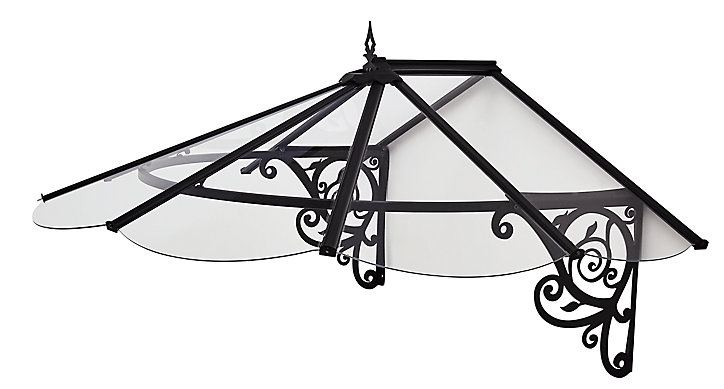 Auvent Canopy Lily noir verre et acier inoxydable 1,75 x 1,25 x 0,8 m