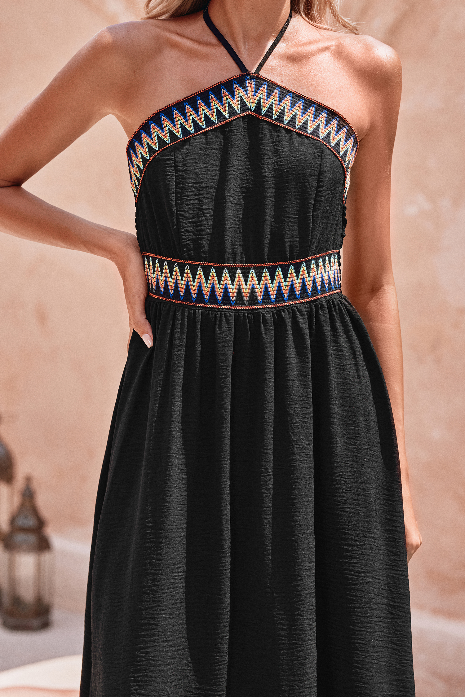 Robe maxi avec col licou noire