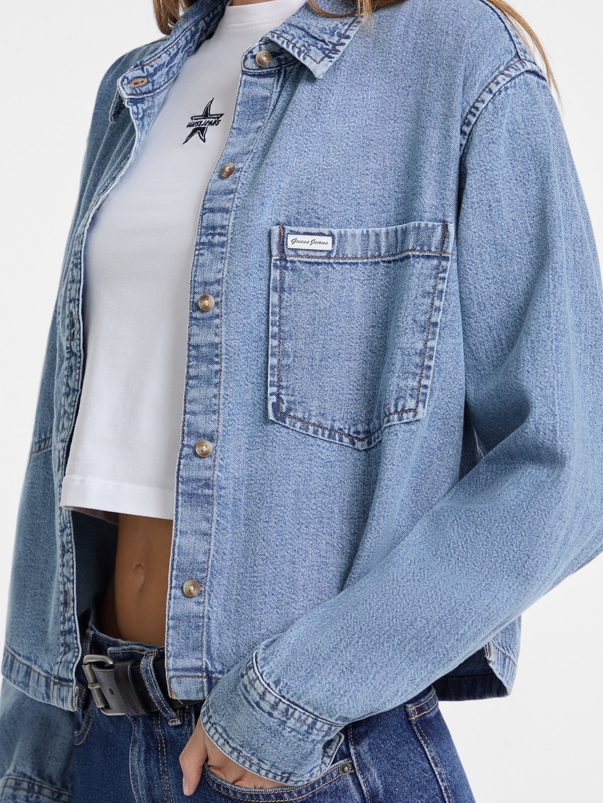 Camisa jeans cropped