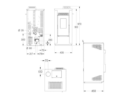 INTERSTOVES - Poêle à granulés Poêle à granules Gioia 10 etanche - noir