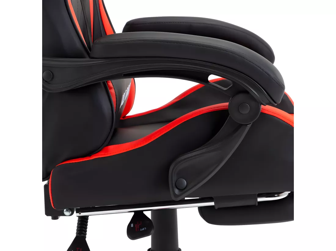 Fauteuil de jeux vidéo et repose-pied Rouge et noir Similicuir