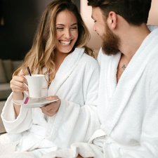 Peignoir de bain avec col châle, en coton, blanc