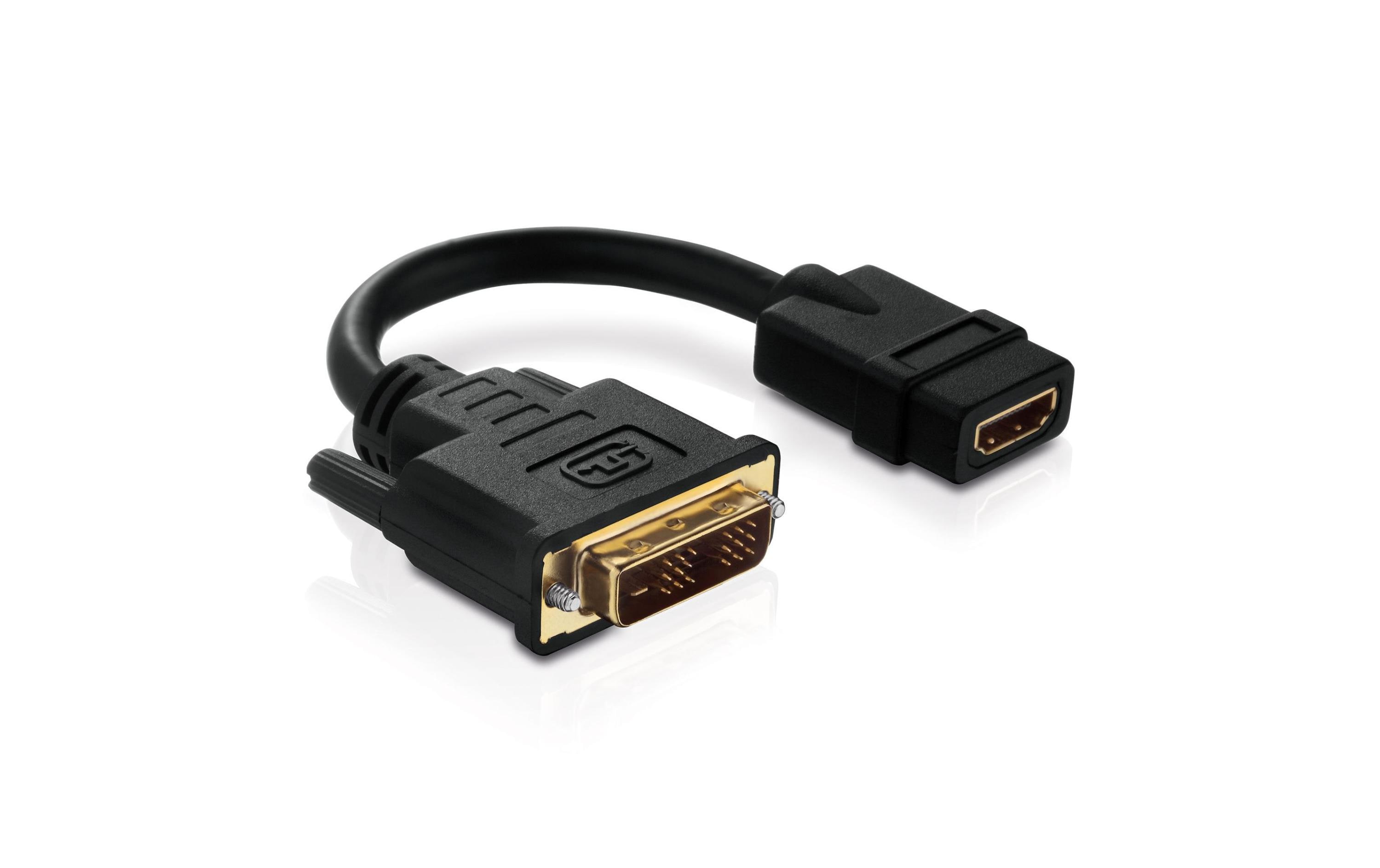 Adapterkabel Portsaver DVI-D - HDMIDVI-D Stecker (18+1) auf HDMI A Buchse, 0,1 Meter Portsaver, schwarz