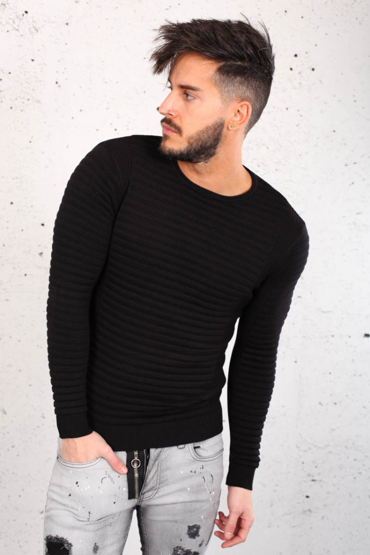 Pull fine maille noir