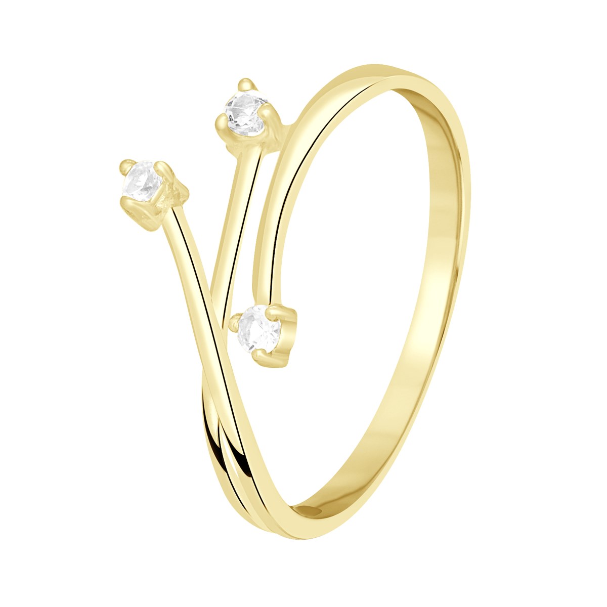 Bague Trilogy Ornée de 3 oxydes de Zirconium - Serti Griffe - Or Jaune