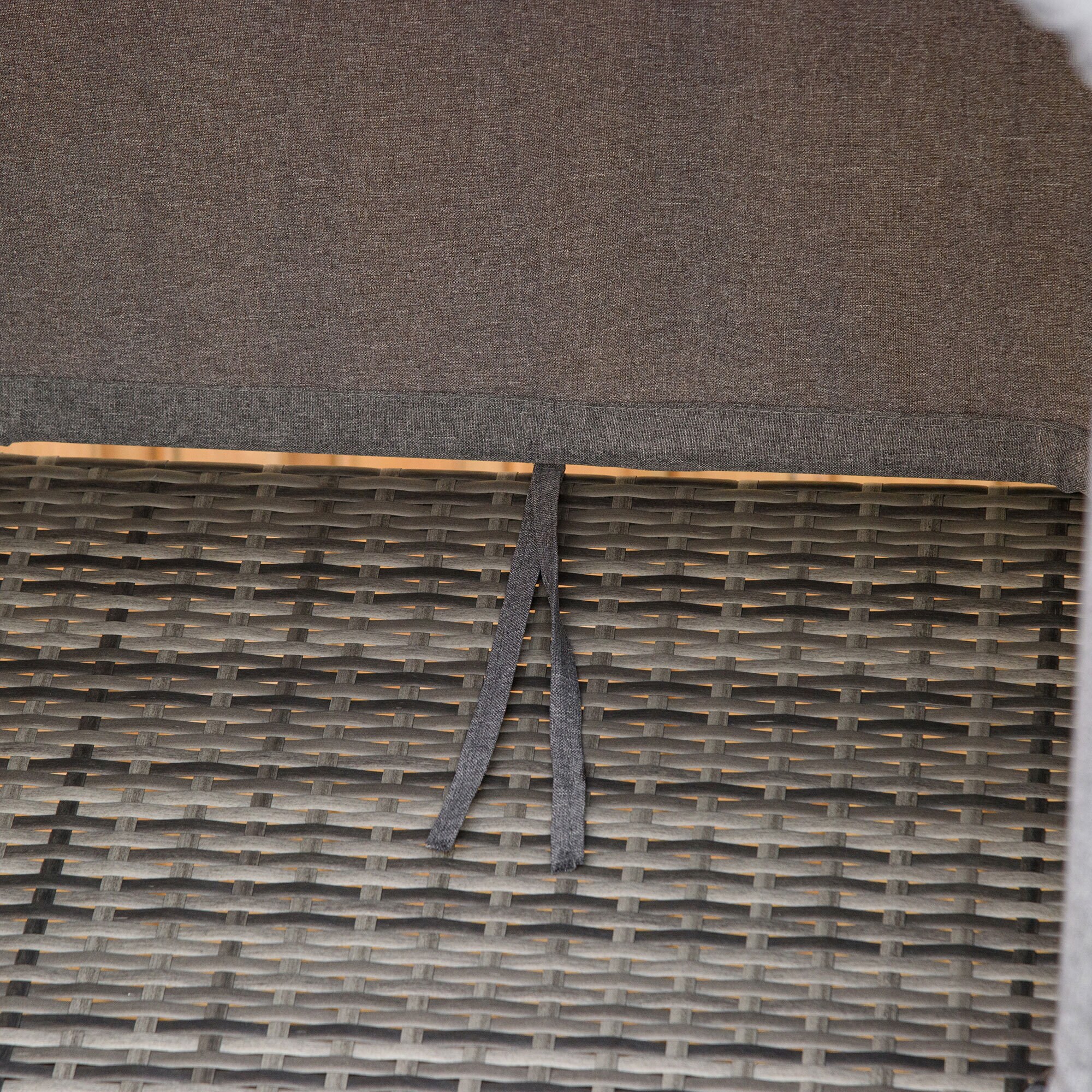 Outsunny Rattan Liege mit Sonnendach grau 195L x 65B x 40H cm