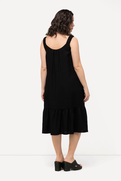Midikleid, Elastikträger, Rundhals, ärmellos, Taschen